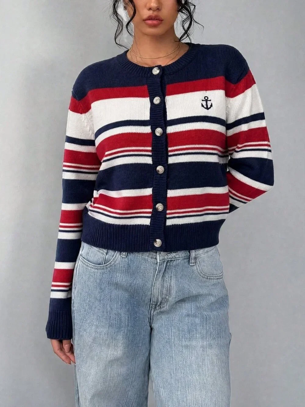 Multicolor Casual Women's Loose Short Knit Cardigan